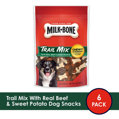 Trail Mix Chewy & Crunchy Dog Treats, Real Beef & Sweet Potato, 9 Ounce (Pack of 6)