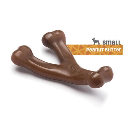 Real Peanut Durable Wishbone Dog Chew Toy, Small