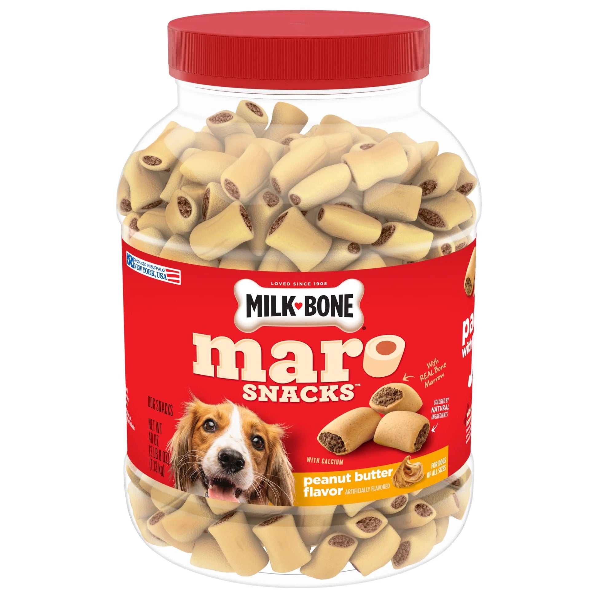 Marosnacks Peanut Butter Flavor Dog Treats with Bone Marrow, 40 Oz